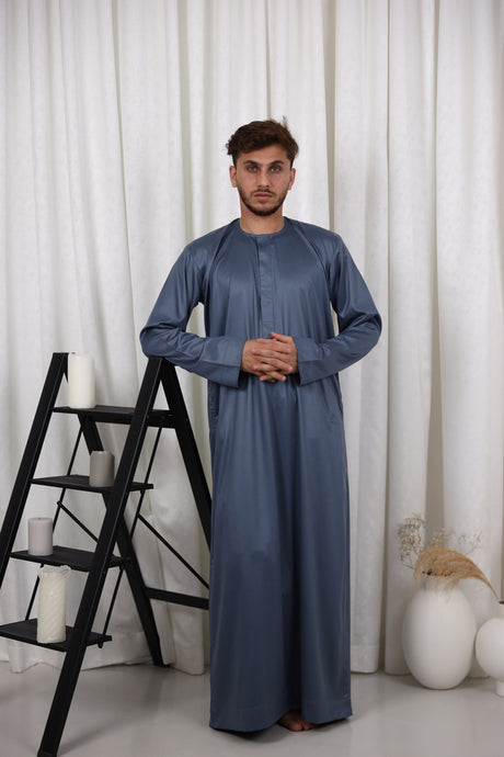 Smart Grey Thobe | Classic Jubba | Grey Wedding Thobe